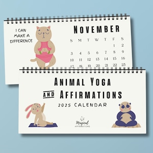 Animal Yoga Desk Calendar for Kids – Positive Affirmations and Mantras Gift,  2025-2026 Yoga Calendar  – Mindfulness Gift for Classrooms