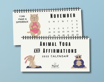 Animal Yoga Desk Calendar for Kids – Positive Affirmations and Mantras Gift,  2025-2026 Yoga Calendar  – Mindfulness Gift for Classrooms