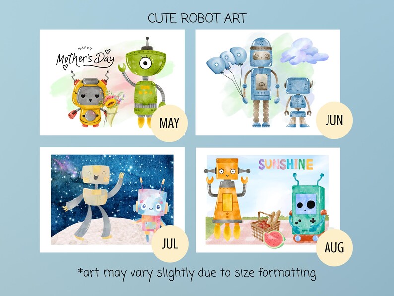 2025 Cute Robot Wall Calendar Ledger Letter & Desk Robot Calendar