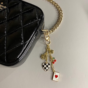 Porte-clés à breloques, Porte-clés personnalisé, Accessoire à breloques en or, Porte-clés de sac à main, Porte-clés à breloques, Porte-clés personnalisé pour fille, Style sac à main