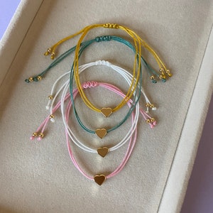 Heart bracelet / Charm Bracelet / Adjustable String Bracelet / Valentines Gift for Friends