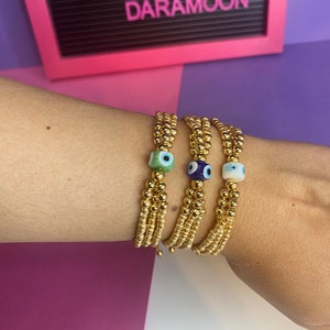 Evil Eye Bracelet | Dainty Evil Eye Bracelet | Gold Plated Bracelet| Protection Bracelet | Seed Beaded Evil Eye Bracelet |