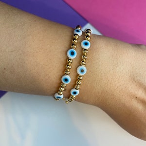 Evil Eye Bracelet, Blue Evil Eye Bracelet, Good Luck Bracelet, Protection Bracelet, Dainty Bracelet, Gold Luck Bracelet, Evil Eye Jewelry
