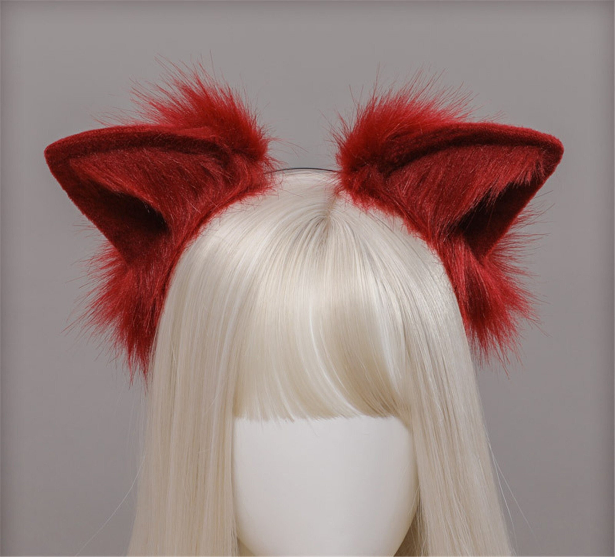 Ultimate indsats konvertering Buy Red Cat Ear Headband Cute Kitten Ears Handmade Furry Cat Online in  India - Etsy