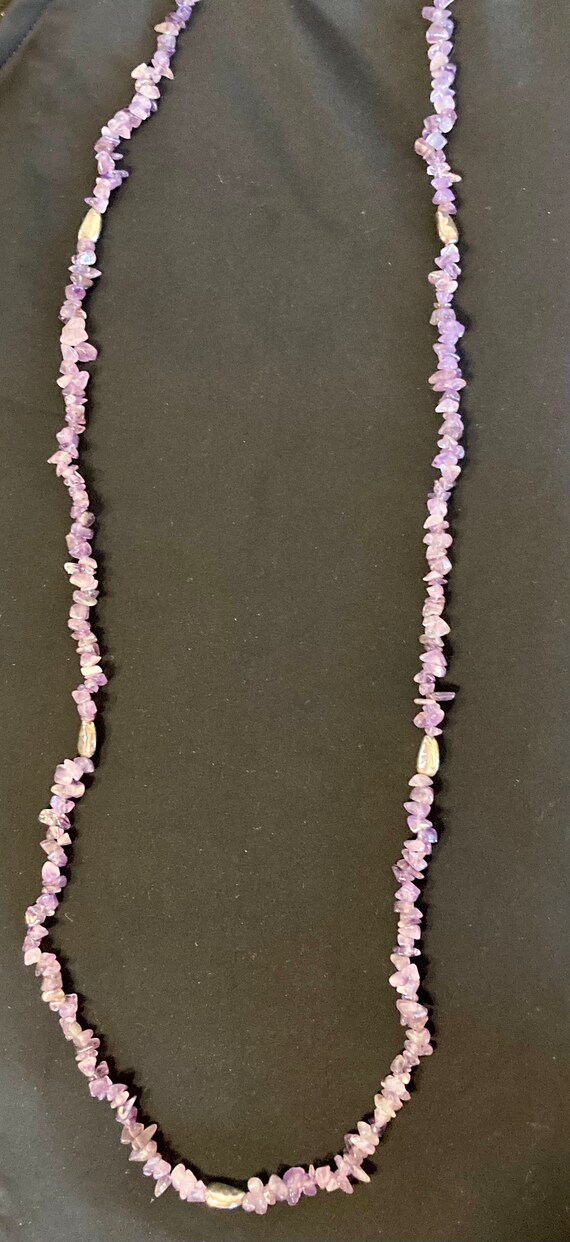 Vintage beaded amethyst quartz extra-long necklace