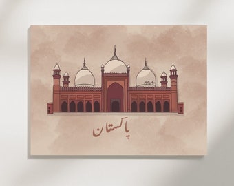 Pakistan Badshahi Mosque Print: Architecture, Wall Decor, Cultural Art Print