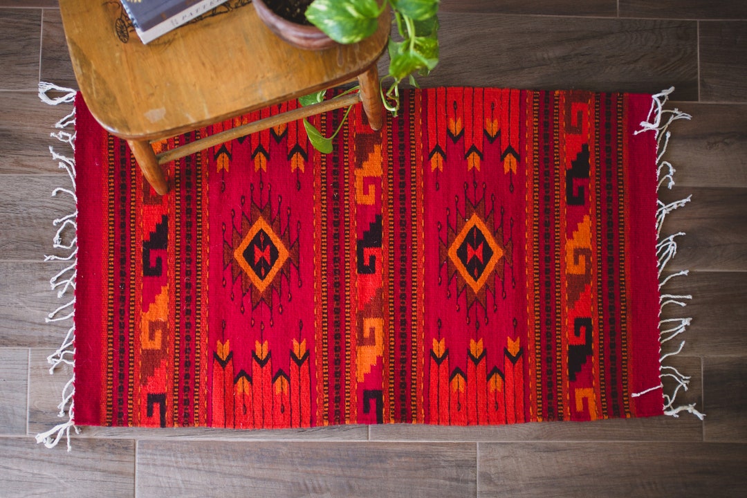 Large Red Loop Wool Rug Wool Red Area Rug - Etsy
