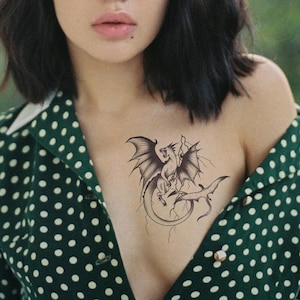 Dragon Tattoo Dragon Rider War College Temporary Tattoo ACOTAR Cosplay Bookish Gift Realistic Tattoo Booktok Throne of Glass Bookclub Gifts