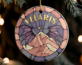 Velaris ornament Booktok geschenken ACOTAR kerst Sarah J Maas leesgrage decor Feyre Rhysand Bat Boys een Hof van doornen en rozen boek cadeau