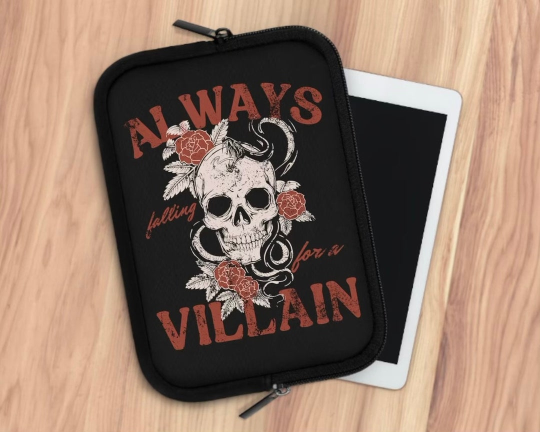 Always Falling For A Villain Kindle Case Book Merch Dark Academia Kindle Sleeve Book Boyfriend Kindle Accessories Dark Romance Skeleton