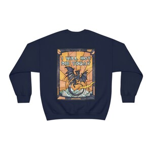 Fourth Wing Sweatshirt Basgiath Shirt Violet Sorrengail Tairn and Andarna Dragon Booktok Merch Stain Glass Bookish Sweatshirt Back Print Navy