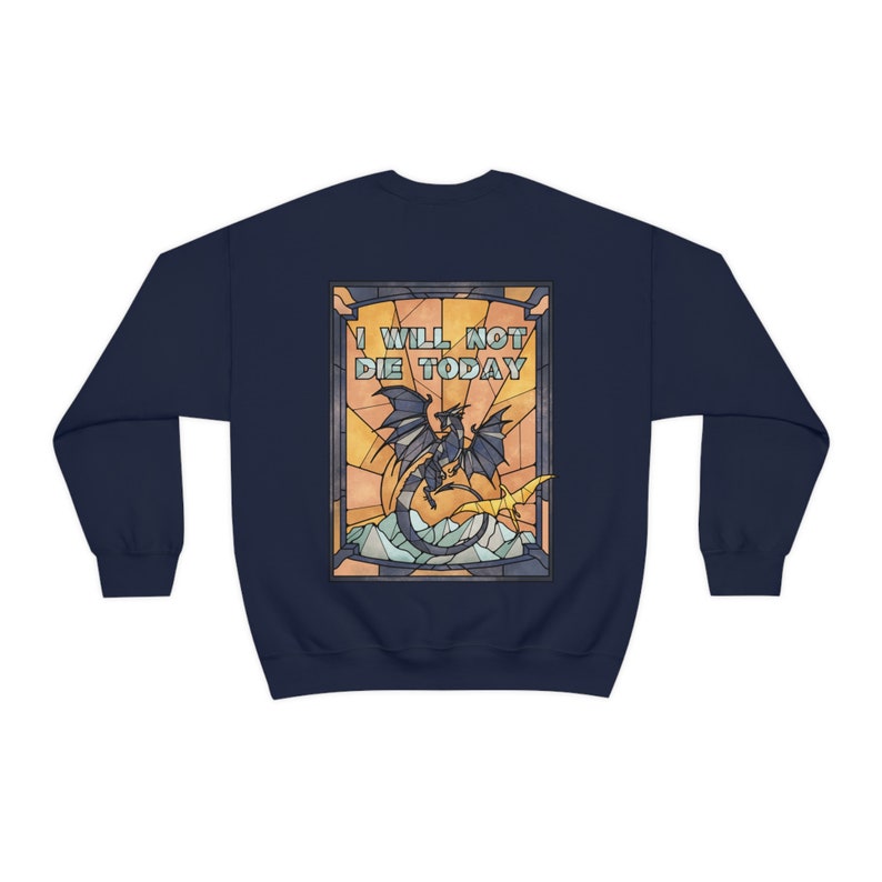 Fourth Wing Sweatshirt Basgiath Shirt Violet Sorrengail Tairn and Andarna Dragon Booktok Merch Stain Glass Bookish Sweatshirt Back Print Navy