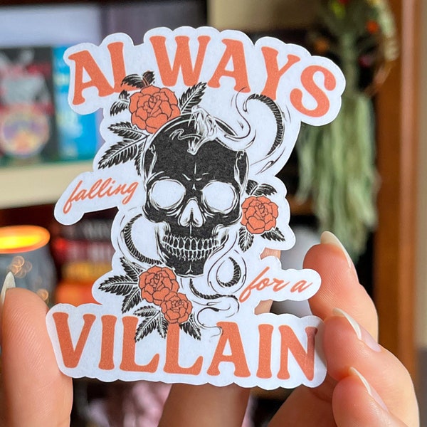 Always Falling For A Villain Kindle Stickers Book Merch Dark Academia Book Boyfriend Dark Romance Skeleton Booktok Merch Bookish Stickers