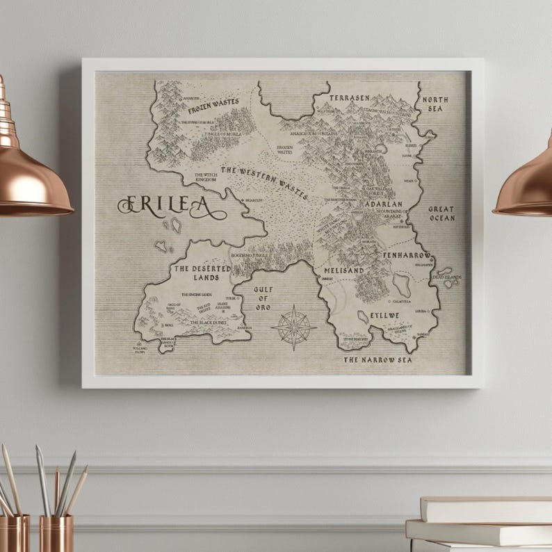 Throne of Glass Map Erilea Sarah J Maas ACOTAR Merch Velaris Poster ...