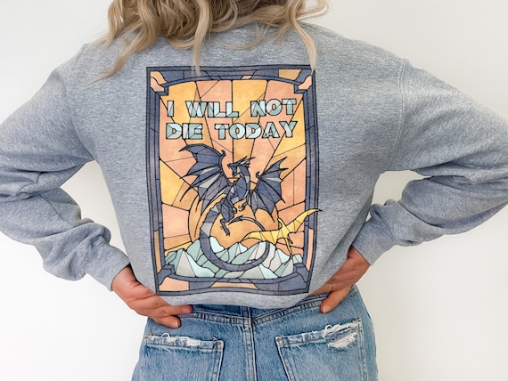 Fourth Wing Sweatshirt Basgiath Shirt Violet Sorrengail Tairn and Andarna Dragon Booktok Merch Stain Glass Bookish Sweatshirt Back Print