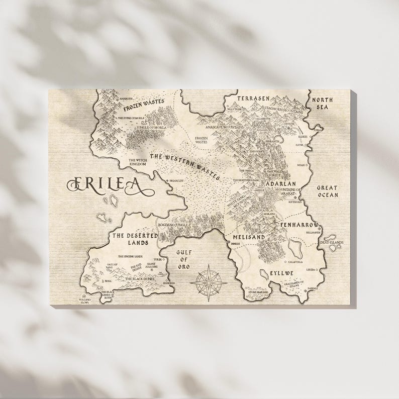 Throne of Glass Map Erilea Sarah J Maas ACOTAR Merch Velaris Poster ...