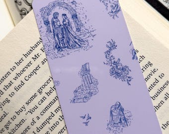Toile de Jouy Knightcore Bookmark Medieval Romance Cathedral Window Bookish Gift Romantasy Dark Academia Accessory Castlecore Bookclub Gift