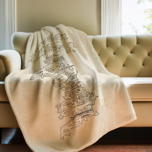 ACOTAR Merch Prythian Map Book Lovers Blanket Sarah J Maas Velaris Booktok Feyre Rhysand Bookish Blanket Bat Boys ACOTAR Blanket Book Gift