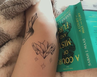 ACOTAR Tattoo Rhysand Ramiel tijdelijke tattoo ACOTAR Cosplay Bookish Gift Night Court Feyre Rhysand Cosplay Party Realistische Tattoo Booktok