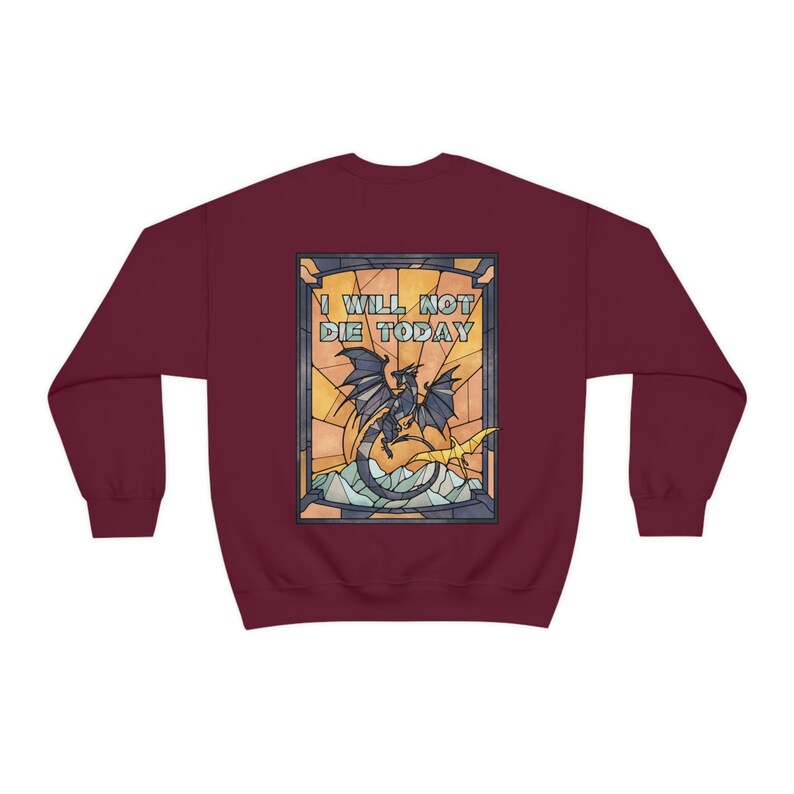 Fourth Wing Sweatshirt Basgiath Shirt Violet Sorrengail Tairn and Andarna Dragon Booktok Merch Stain Glass Bookish Sweatshirt Back Print Maroon