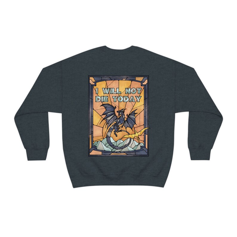 Fourth Wing Sweatshirt Basgiath Shirt Violet Sorrengail Tairn and Andarna Dragon Booktok Merch Stain Glass Bookish Sweatshirt Back Print Dark Heather