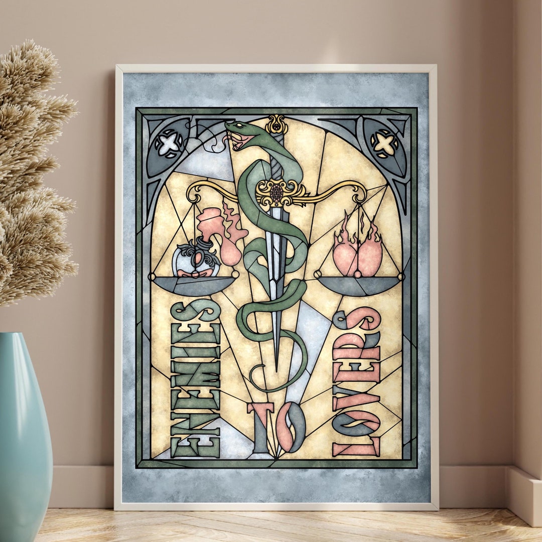 Book Tropes Enemies to Lovers Print Bookish Wall Art Stained Glass Book ...
