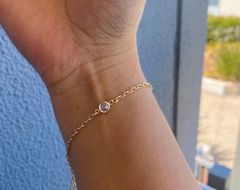 Handmade 14K Gold Plated Cubic Zirconia Bracelet: Tarnish Resistant