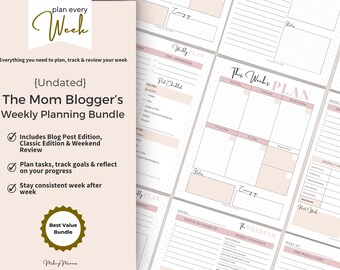 Mom Blogger Weekly Planner Bundle: Blog Post Edition (PDF)