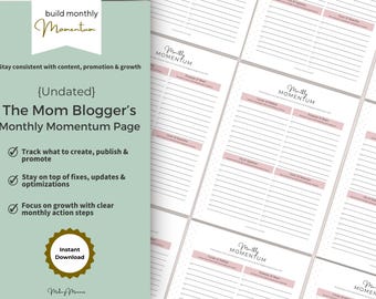 Mom Blogger Monthly Planner Page: Undated Printable (PDF)