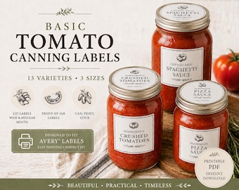 Printable Tomato Canning Labels, 13-Variety Mason Jar Label Bundle, Avery-Compatible Instant Download