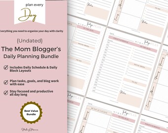 Mom Blogger Daily Planner Bundle: Undated Printable Pages | Classic + Block Schedule Layouts (PDF)