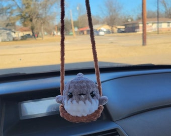 Swinging Crochet Shark Charm | Car Decor | Rear View Mirror Accessories | Car Charm | Drive Safe Reminder Charm