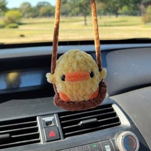 Swinging Crochet Baby Chick Car Decor Rear View Mirror Accessories
