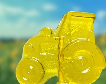 Set/6 Large Tractor Lollipops, Kids Birthday Party Favor Gift Ideas - Tractor Tom, Yellow or Green Tractor Large Hard Candy