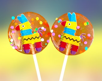 Set/12 Piñata Lollipops - Hard Candy - Pinata Theme lollipops - Birthday Party - Party Favors - Edible Pinata image - Party Favor - Piñata