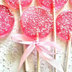 Set/16 Round Glitter Sparkly Lollipops - Round Hard Candy - Edible Glitter and Edible crystal candy lollipop - Birthday - Baby Shower