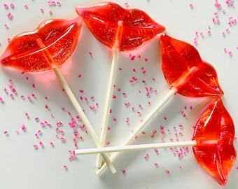 Set/16 Big Juicy Lips Lollipops - Hard Candy Party Favors, Bachelorette Party Favors, Birthday Party Favors, Wedding Party Favors, Red Lips