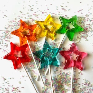 Glittery Star Lollipops: Magic Wand Candy, Kids Party Favors - Start Themed (Count 18)