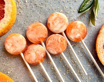 Grapefruit and Cream Lollipops - Fruit Hard Candy - Party Favors (Set of 16)