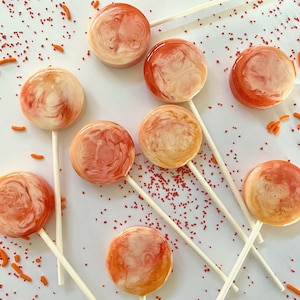Strawberry and Peach Lollipops: Hard Candy - Party Favors - (Count 16)