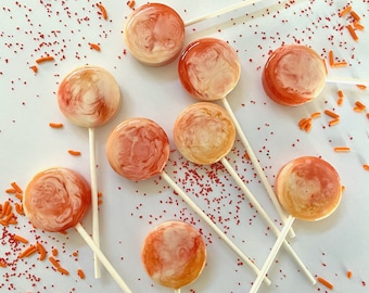 Strawberry and Peach Lollipops: Hard Candy - Party Favors - Handmade Candy (Set of 16)