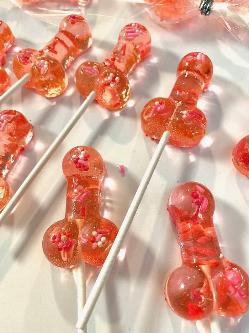Set/16 Rose Gold Penis lollipops Hard Candy penis lollipop, Girls Night Out, bachelorette party favors, night club party image 4