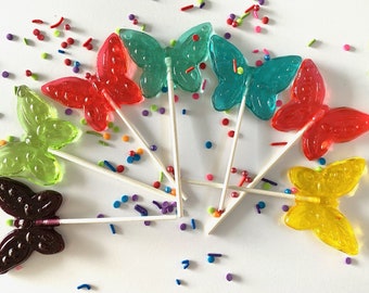 Set/12 Butterfly Lollipops, Hard Candy - Birthday Party Favor - Kids Birthday Party Candy - Butterfly Themed Party favors, Butterflies