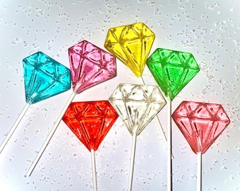 Set/16 Diamond Ring Lollipops - Diamonds are Forever - Hard Candy - Wedding party favor - Engagement Favors - Sparkling Ring Diamonds