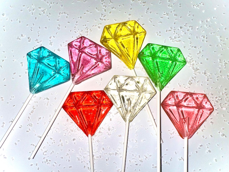 Set/16 Diamond Ring Lollipops Diamonds are Forever Hard Candy Wedding party favor Engagement Favors Sparkling Ring Diamonds image 1