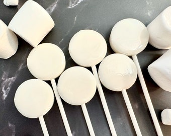 Set/16 Marshmallow Lollipops - Hard Candy Marshmallow Flavored lollipop - Birthday Party Favor - Baby Shower Favor - Pinata Stuffer