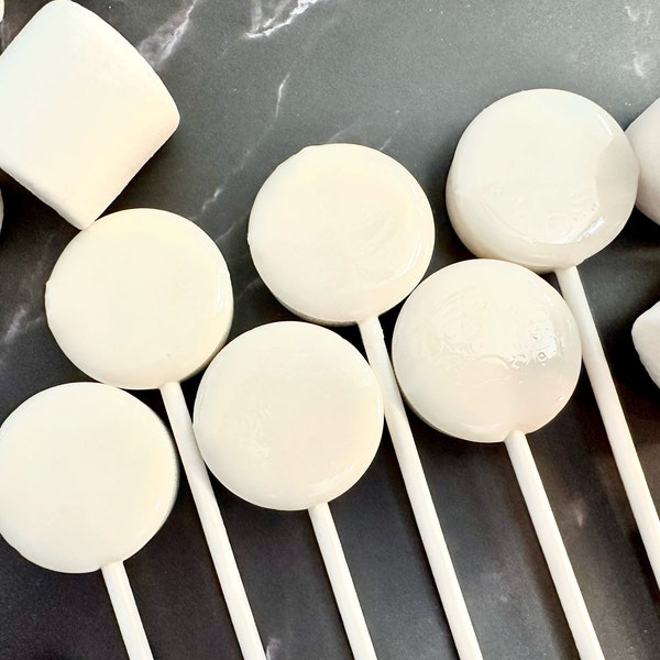 Set/16 Marshmallow Lollipops - Hard Candy Marshmallow Flavored lollipop - Birthday Party Favor - Baby Shower Favor - Pinata Stuffer