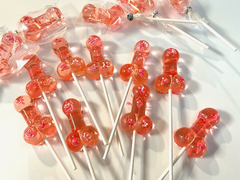 Set/16 Rose Gold Penis lollipops Hard Candy penis lollipop, Girls Night Out, bachelorette party favors, night club party image 8