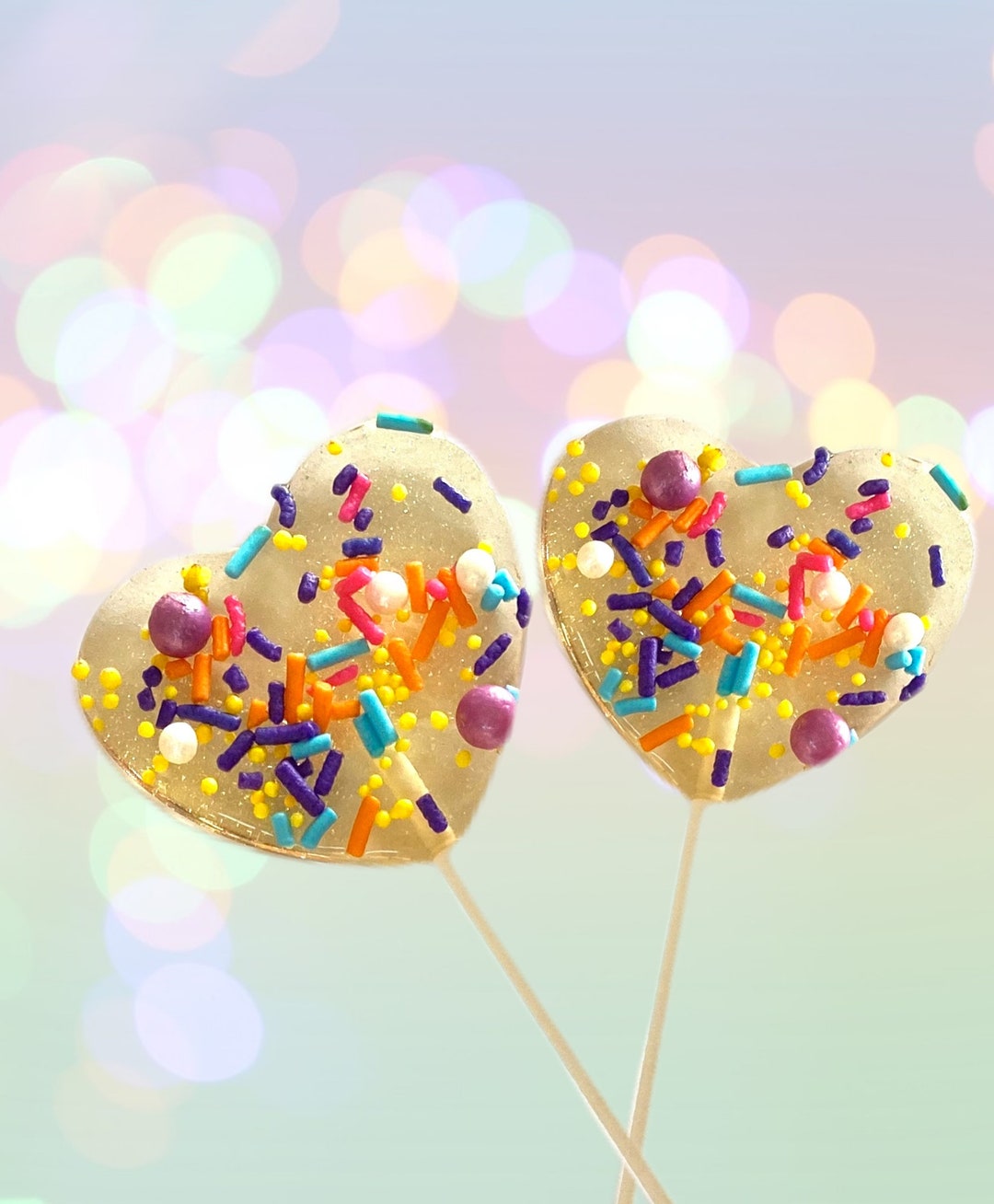 Set/18 Funfetti Confetti Heart Birthday Lollipops Birthday Etsy