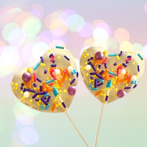 Funfetti Heart Lollipops: Confetti Birthday Party Favors - Love Candy - (Count 18)